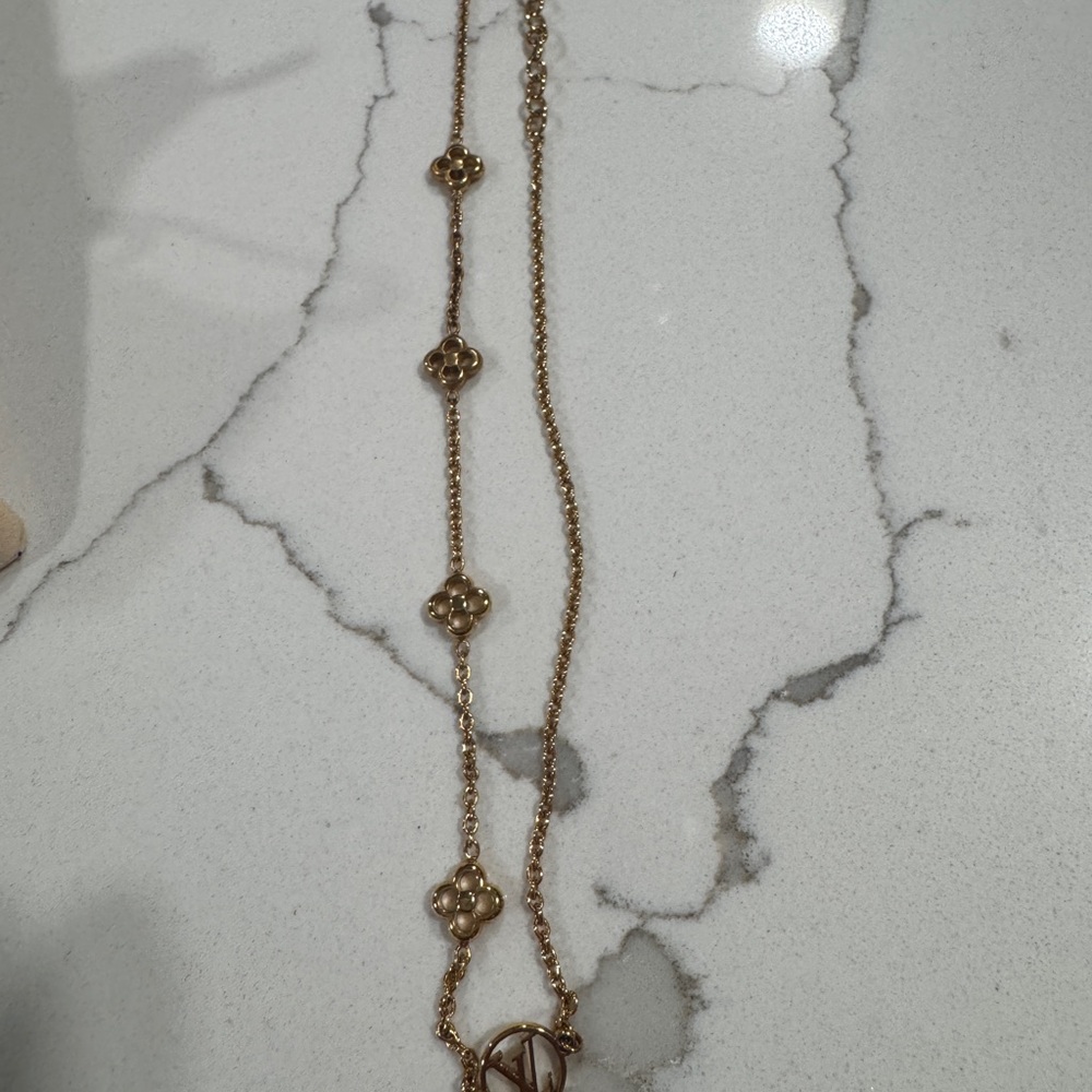 Louis Vuitton Gold Necklace with Floral Accents